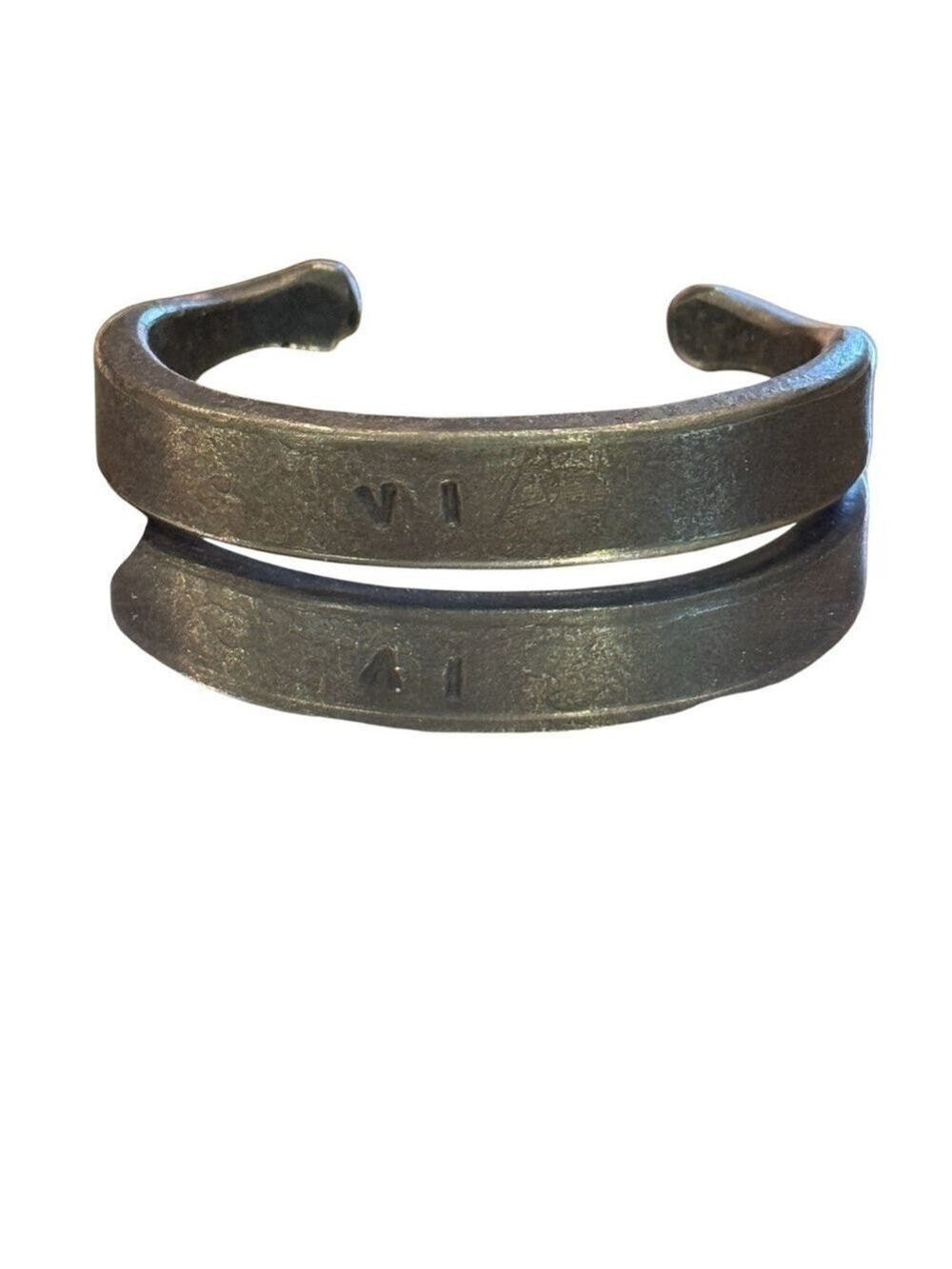 Hand Forged Men's Stylish Anniversary Gift Iron Metal Bracelet Size 9 - Picture 4 of 11